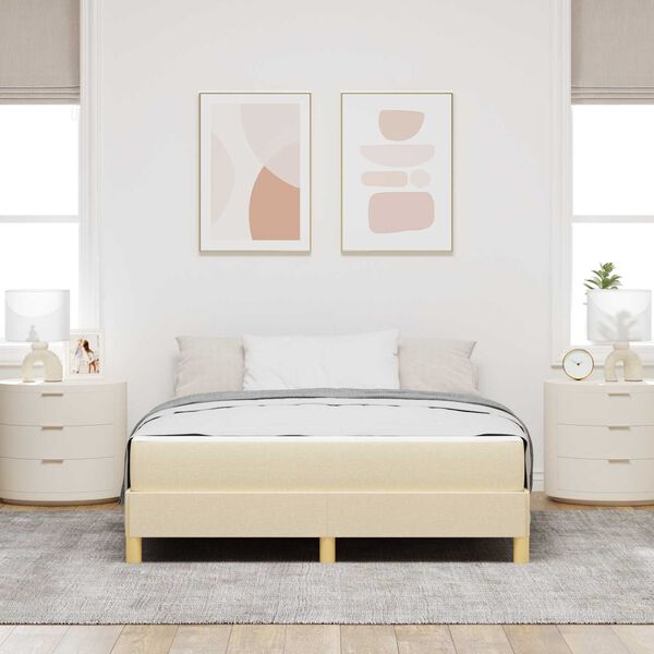vidaXL Letto a molle con materasso Crema 160 x 200 cm Tessuto