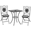 vidaXL Set Bistr&ograve; 3 pz con Mosaico in Ceramica Nero e Bianco
