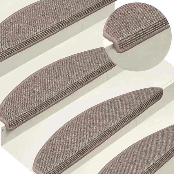 vidaXL Tappetini per scale 15 pz 65x21x4 cm Beige scuro Semicircolari Grandi