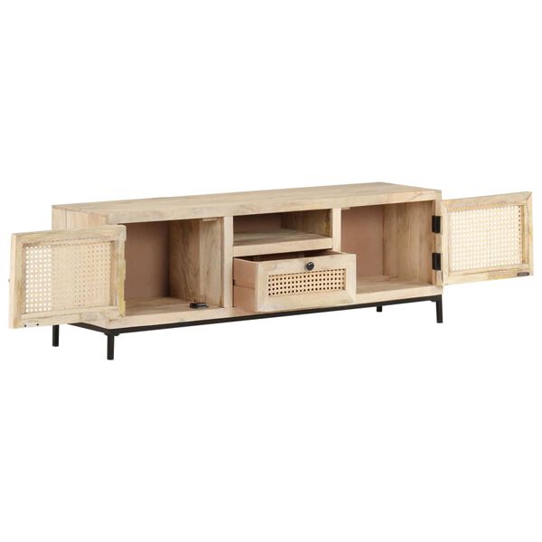 vidaXL Mobile Porta TV 120x30x40 cm in Legno Massello di Mango e Canna
