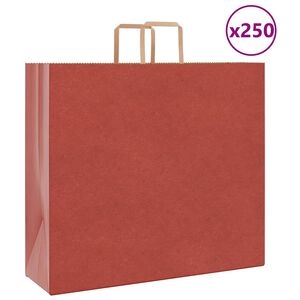 vidaXL Sacchetti di Carta 250 pz con Manici Rossi 54x15x49 cm