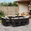 vidaXL Set da Pranzo da Giardino 11 pz con Cuscini in Polyrattan Nero