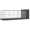 vidaXL Voliera con Estensione Argento 623x203x216 cm in Acciaio