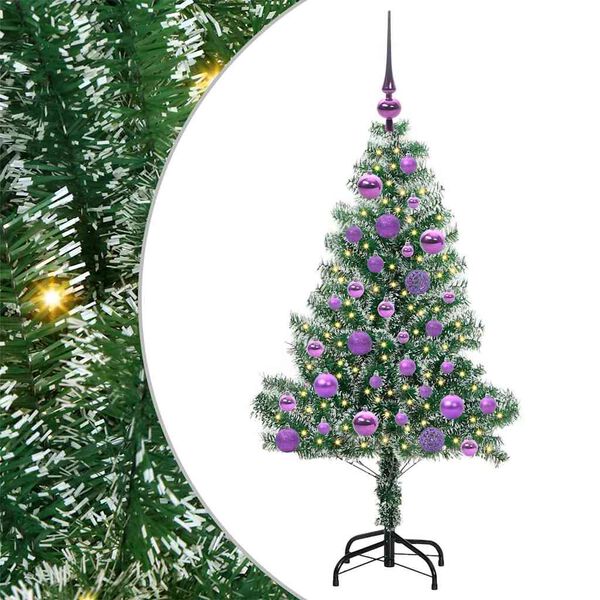 vidaXL Albero di Natale Artificiale Imbiancato con Luci LED 120 cm