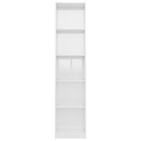 vidaXL Libreria 5 Ripiani Bianco Lucido 40x24x175 cm Legno Multistrato
