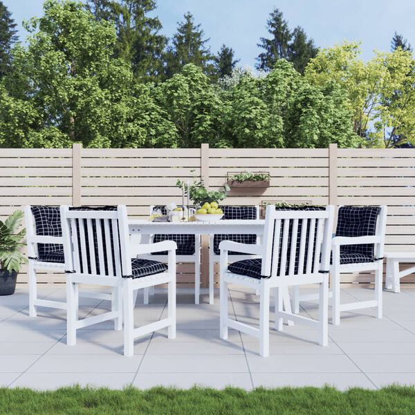 vidaXL Cuscini Sedia Schienale Basso 6 pz Motivo a Quadri Nero Tessuto