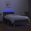 vidaXL Letto a Molle Materasso e LED Grigio Scuro 80x200 cm in Tessuto