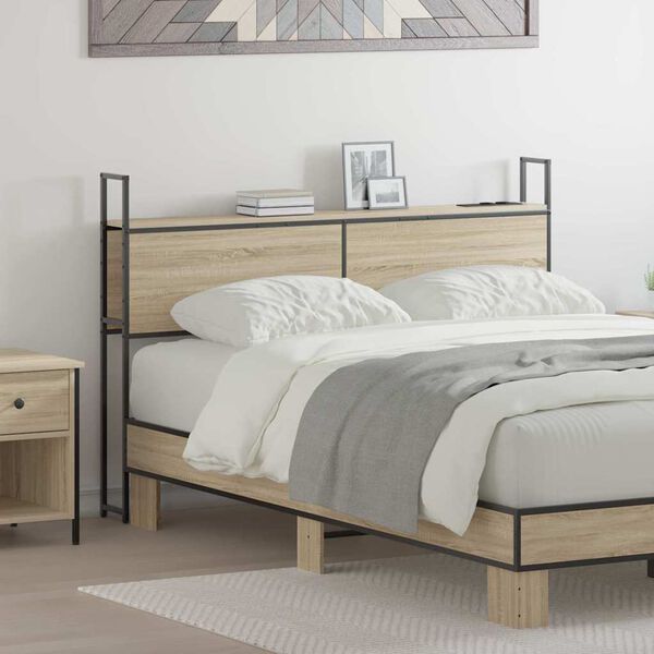 vidaXL Testiera con Stazione di Carica e Storage rovere sonoma 120 cm