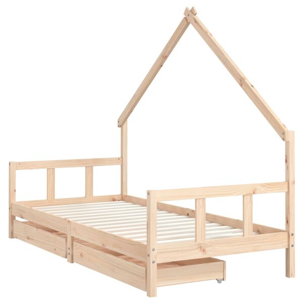 vidaXL Giroletto Bambini con Cassetti 90x200 cm Legno Massello di Pino