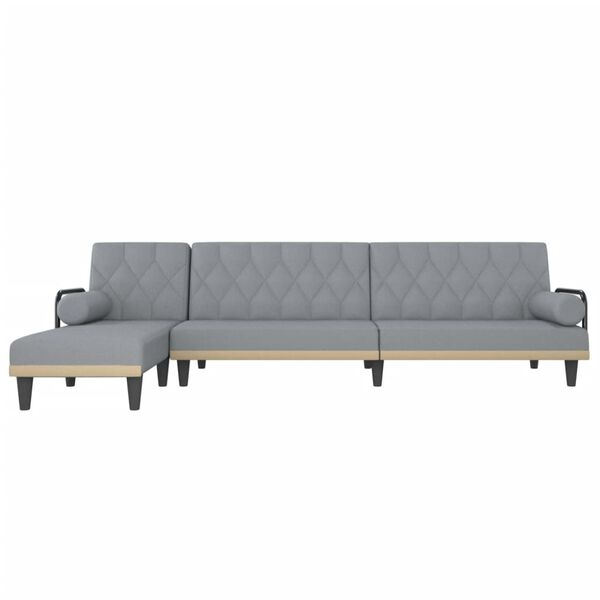 vidaXL Divano Letto a L Grigio Chiaro 260x140x70 cm in Tessuto