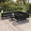 vidaXL Set Divani da Giardino 11 pz con Cuscini in Polyrattan Nero
