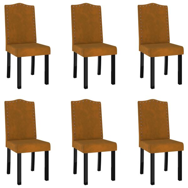 vidaXL Sedie da Pranzo 6 pz Marroni in Velluto