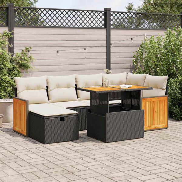 vidaXL Set Divani da Giardino con Cuscini 8 pz Nero in Polyrattan