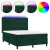 vidaXL Letto a Molle con Materasso e LED Verde Scuro 140x200cm Velluto