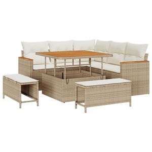vidaXL Set Divano da Giardino con cuscino 8 pcs Beige Poly Rattan