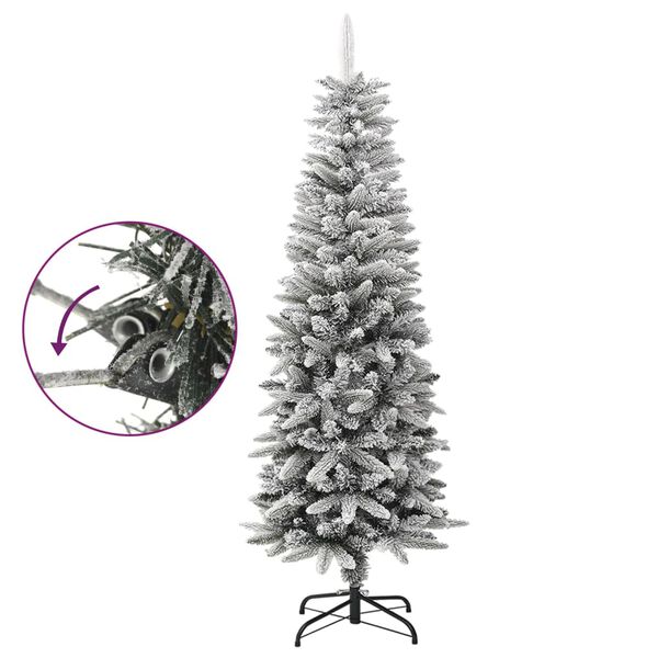 vidaXL Albero Natale Artificiale Sottile Neve Floccata 150cm PVC e PE