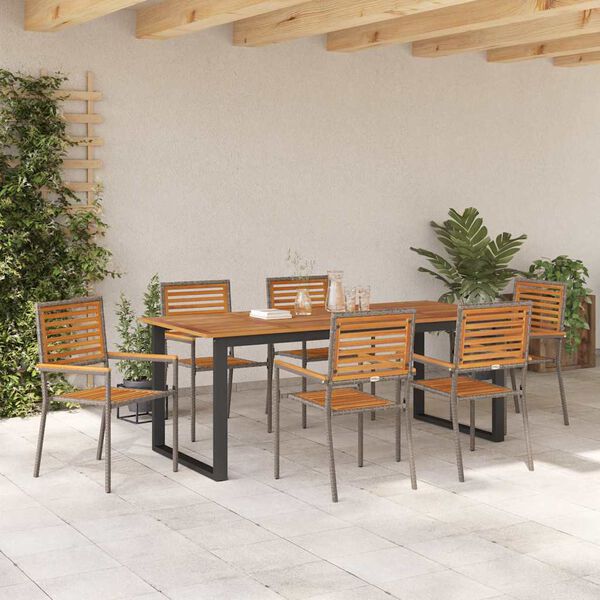 vidaXL Set da Pranzo per Giardino 7 pcs Grigio