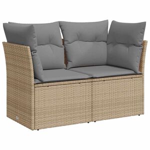 vidaXL Divano da Giardino con Cuscini a 2 Posti Beige in Polyrattan