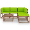 vidaXL Set Divani Giardino su Pallet 6 pz con Cuscini Pino Impregnato