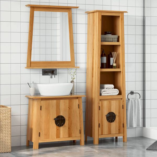 vidaXL Set Mobili da Bagno 3 pz in Legno Massello di Pino