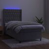 vidaXL Letto a Molle Materasso e LED Grigio Chiaro 100x200 cm Velluto