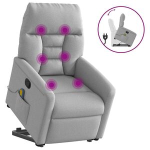 vidaXL Poltrona Alzapersona Massaggi Reclinabile Grigio Nuvola Tessuto