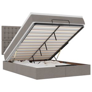 vidaXL Struttura Letto Pouf con Materasso Tortora 140x200cm in Tessuto