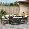 vidaXL Set da Pranzo per Giardino 9 pcs Nero polyrattan