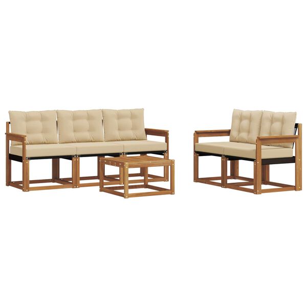 vidaXL Set di divani da esterno con cuscino 6 pcs Naturale e Beige