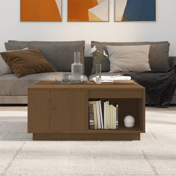vidaXL Tavolino da Salotto ambra 80x81x36,5 cm Legno Massello di Pino