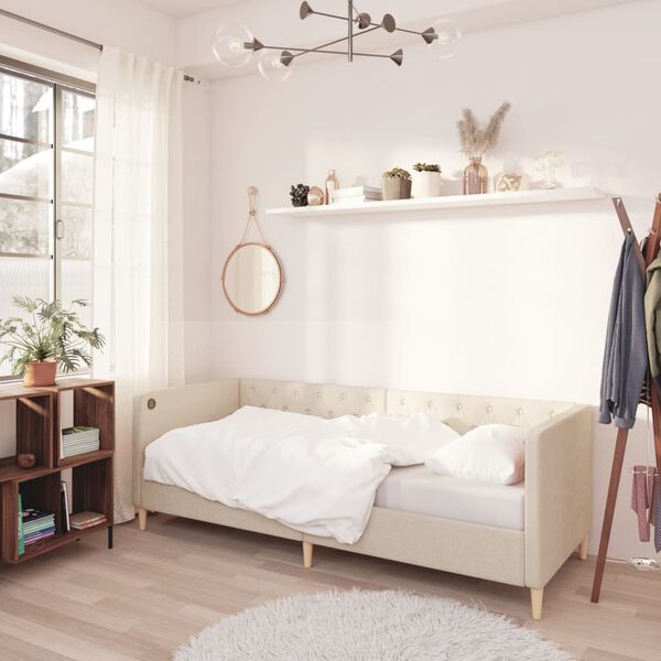 vidaXL Dormeuse con Materasso Presa USB Crema in Tessuto 90x200 cm