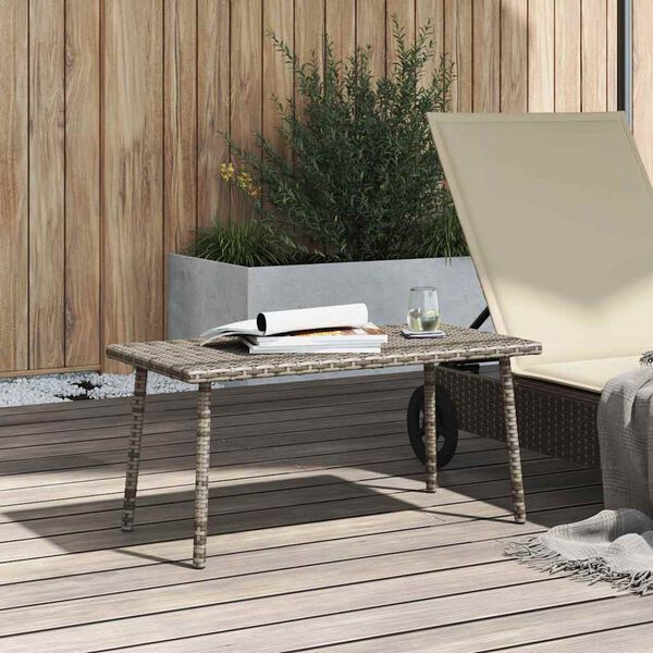 vidaXL Tavolino da Giardino Rettangolare Grigio 80x40x37 cm Polyrattan