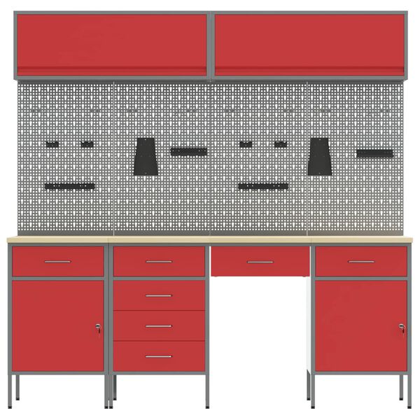 vidaXL Banco da lavoro 10 pcs Nero 200 x 55 x 200 cm Acciaio