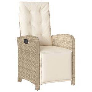 vidaXL Sedia Reclinabile da Giardino con Poggiapiedi Beige Polyrattan