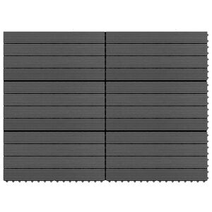 vidaXL Piastrelle per Decking in WPC 6 pz 60x30 cm 1,08 m² Nere