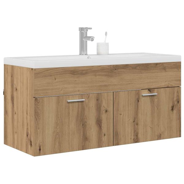 vidaXL Mobile da Bagno con porta Rovere artigianale 100 x 38,5 x 46 cm