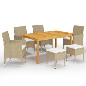 vidaXL Set Mobili da Pranzo per Giardino 7 pz Beige