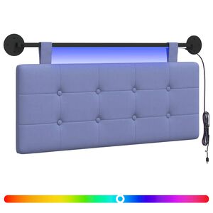 vidaXL Testiera sospesa Con luce LED Blu jeans Tessuto