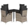 vidaXL Set da Pranzo da Giardino 5 pz con Cuscini in Polyrattan Grigio