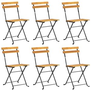 vidaXL Sedie da Giardino Pieghevoli 6 pz in Acciaio e Massello Acacia