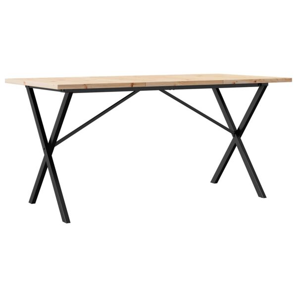 vidaXL Tavolo da Pranzo Telaio a X 160x80x75,5 cm Legno Pino e Acciaio