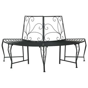 vidaXL Panchina per Alberi 4-Numero di posti 160 x 80 x 89 cm Acciaio