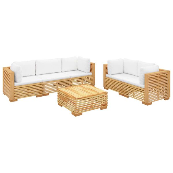vidaXL Set Divani da Giardino 6 pz con Cuscini Legno Massello di Teak