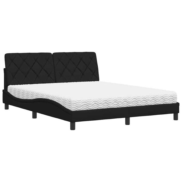 vidaXL Letto con Materasso Nero 160x200 cm in Tessuto