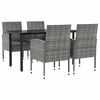 vidaXL Set da Pranzo da Giardino 5 pz Nero Grigio Polyrattan e Acciaio