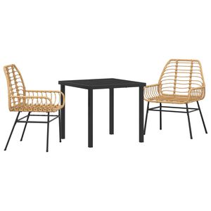 vidaXL Set da Pranzo per Giardino 3 pcs Marrone polyrattan