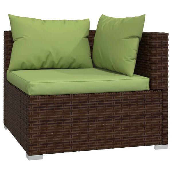 vidaXL Set Divani da Giardino 14 pz con Cuscini in Polyrattan Marrone