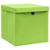 vidaXL Contenitori con Coperchi 4 pz 28x28x28 cm Verde