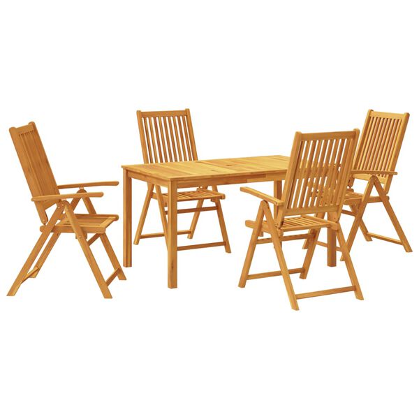 vidaXL Set da Pranzo per Giardino 5 pz 140x80x74 cm in Legno Massello di Acacia