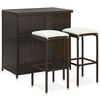 vidaXL Set da Bar 3 pz in Polyrattan Marrone